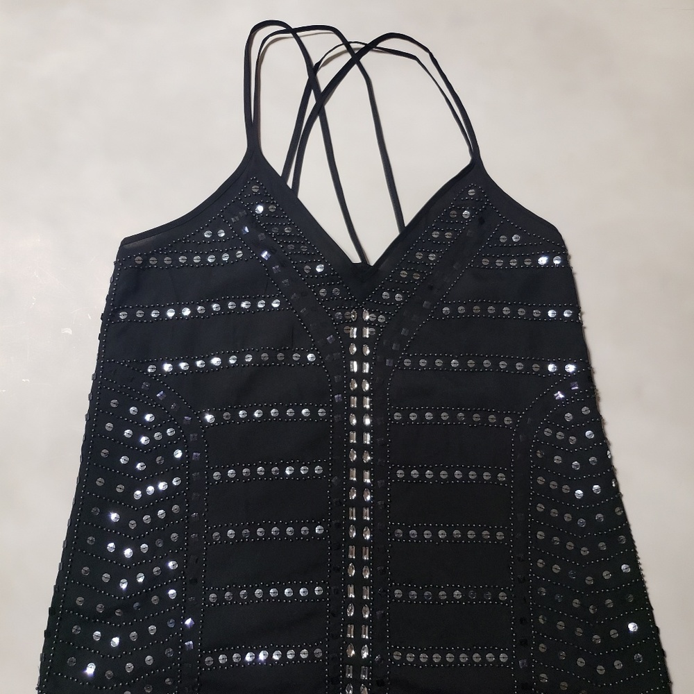 Black Sequined Tank Top